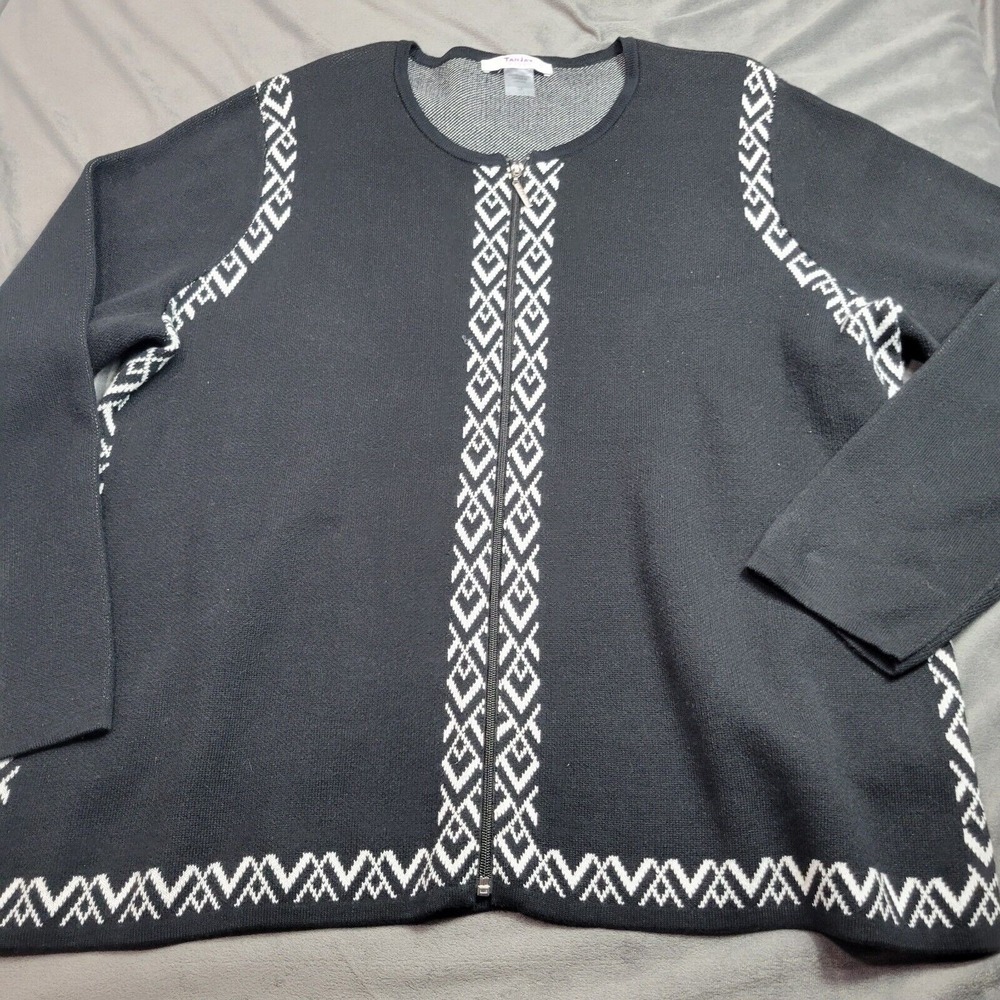 TanJay Jacket Womens 3X Black Long Sleeve Cardigan Full Zip Comfort Stretch Top